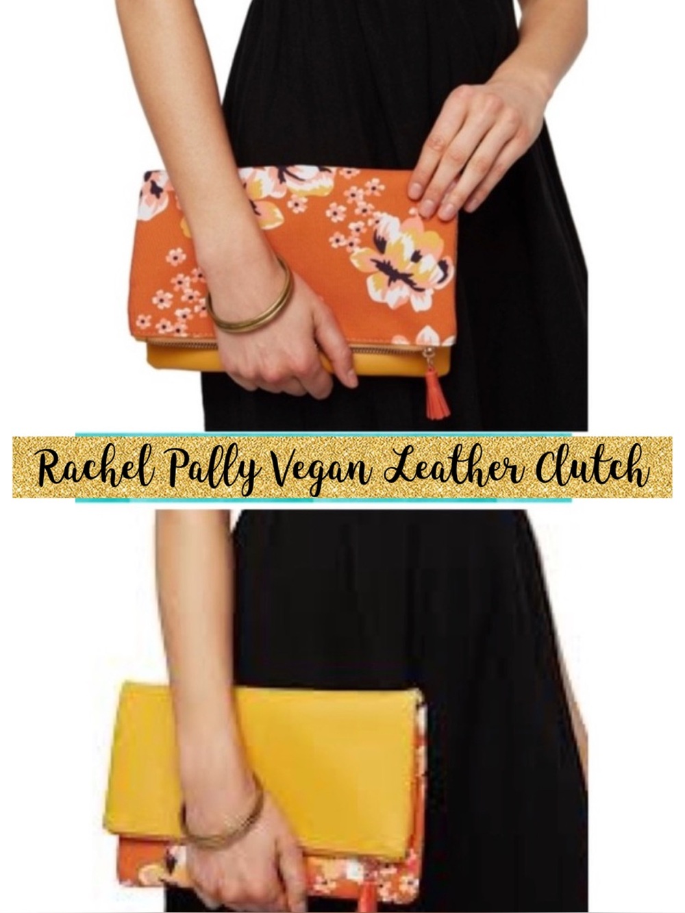 Retro Vegan Reversible Leather Clutch Makeup Bag NEW •